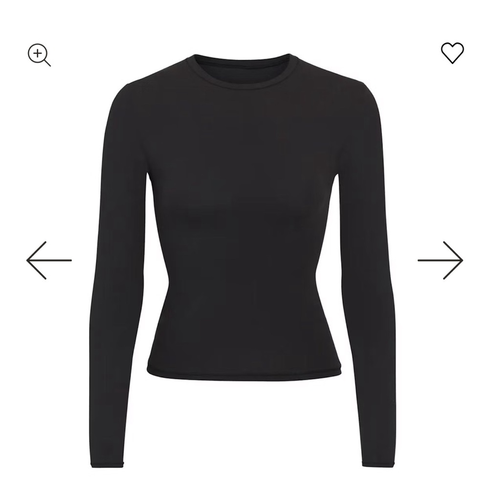 SKIMS Fits Everyone Black Long Sleeve Shirt  XS Black Onyx